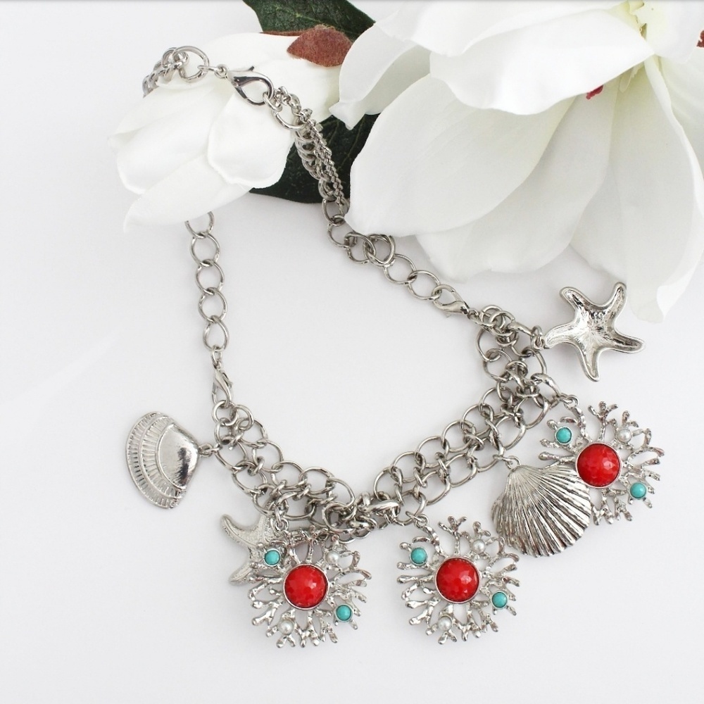 NWT SILVER OCEAN THEME NECKLACE/BRACELET